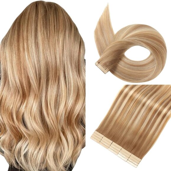 New 20Pcs 14 Inch Middle Brown to Dark Blonde Tape-in Hair Extensions